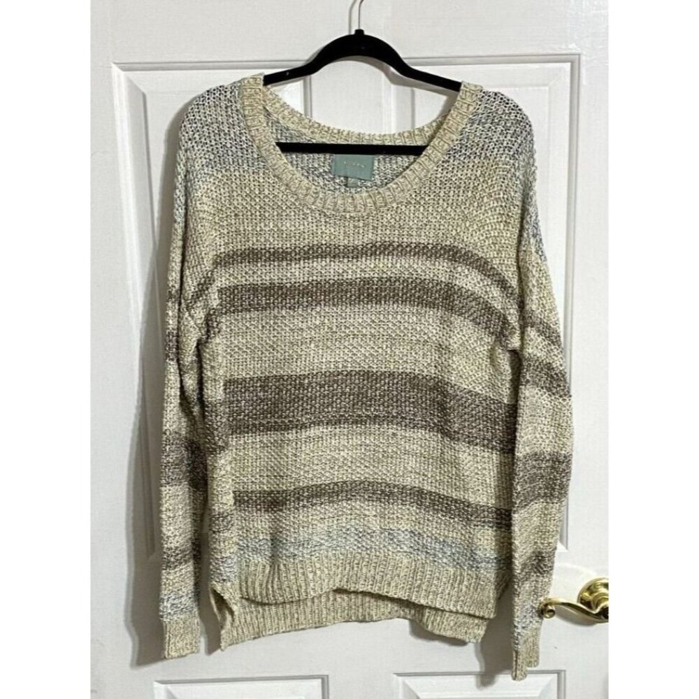 Skies Are Blue Sweater Ladies Size L Brown/Blue Long Sleeves